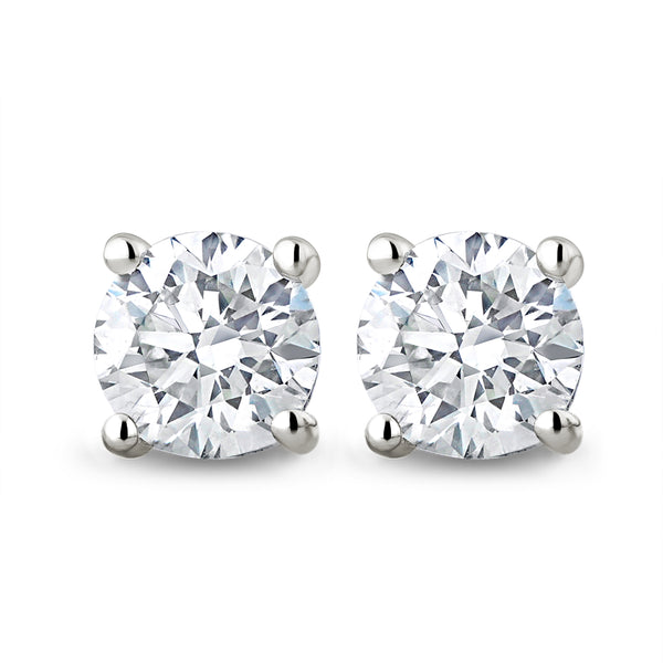 Lab Diamond Stud Earrings 1.00CT F/VS1 Quality 18K White Gold - 5.1mm